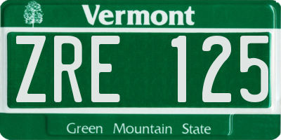 VT license plate ZRE125