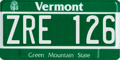 VT license plate ZRE126