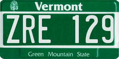 VT license plate ZRE129