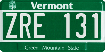 VT license plate ZRE131