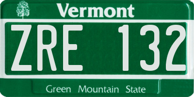 VT license plate ZRE132