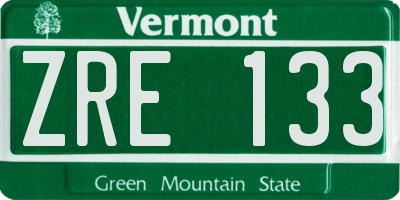 VT license plate ZRE133