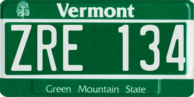 VT license plate ZRE134