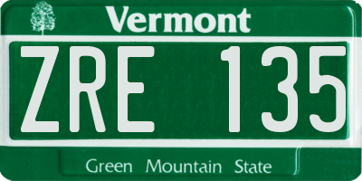 VT license plate ZRE135