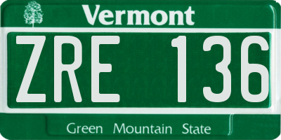 VT license plate ZRE136