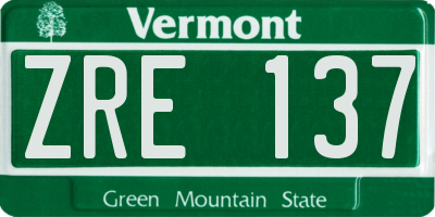 VT license plate ZRE137
