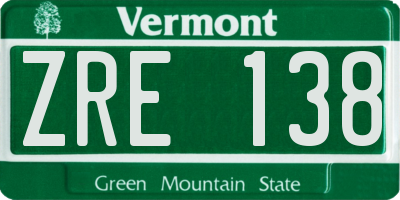 VT license plate ZRE138