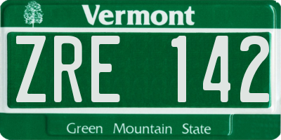 VT license plate ZRE142