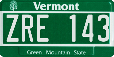 VT license plate ZRE143