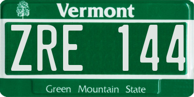 VT license plate ZRE144