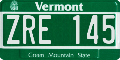 VT license plate ZRE145