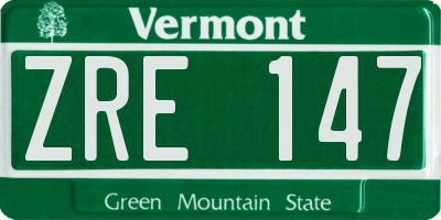 VT license plate ZRE147
