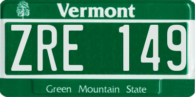 VT license plate ZRE149