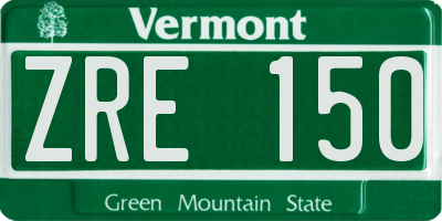 VT license plate ZRE150