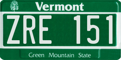 VT license plate ZRE151