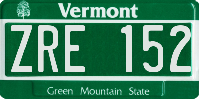 VT license plate ZRE152