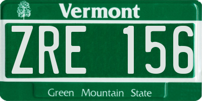 VT license plate ZRE156
