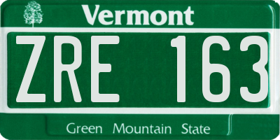VT license plate ZRE163
