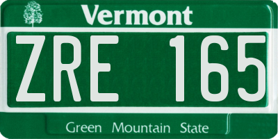 VT license plate ZRE165