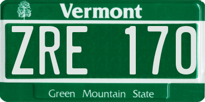 VT license plate ZRE170