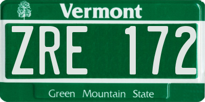VT license plate ZRE172