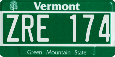 VT license plate ZRE174