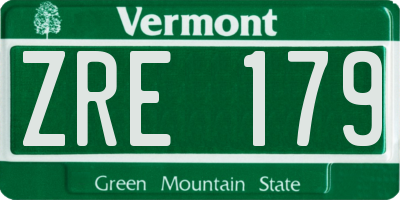 VT license plate ZRE179