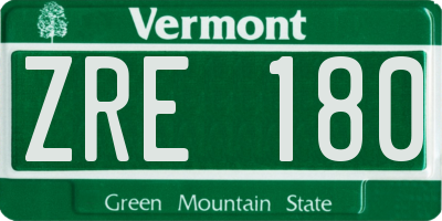 VT license plate ZRE180