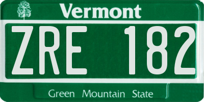 VT license plate ZRE182