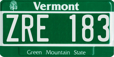 VT license plate ZRE183