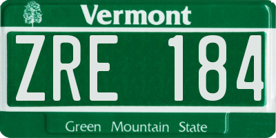 VT license plate ZRE184