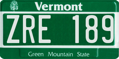 VT license plate ZRE189
