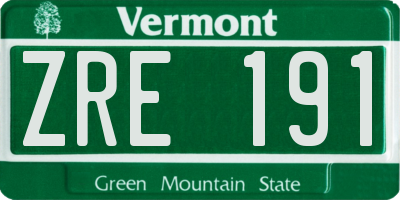 VT license plate ZRE191