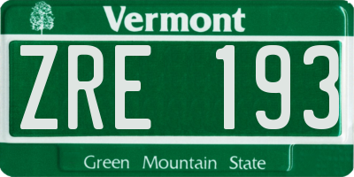 VT license plate ZRE193