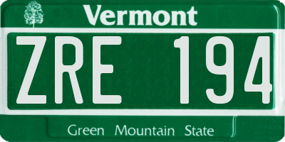 VT license plate ZRE194