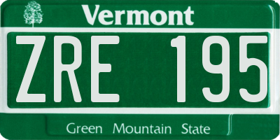 VT license plate ZRE195