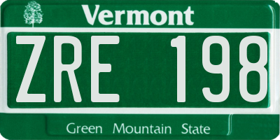 VT license plate ZRE198