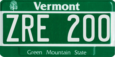 VT license plate ZRE200