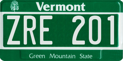 VT license plate ZRE201