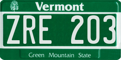 VT license plate ZRE203