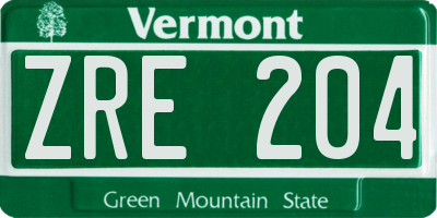 VT license plate ZRE204