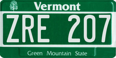 VT license plate ZRE207