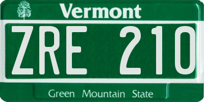 VT license plate ZRE210