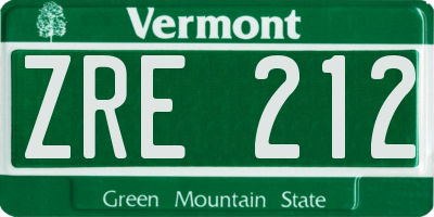 VT license plate ZRE212