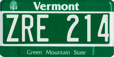VT license plate ZRE214