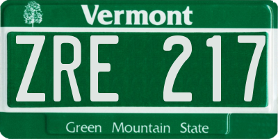 VT license plate ZRE217
