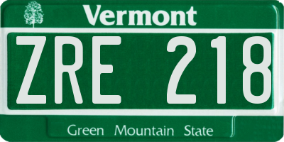 VT license plate ZRE218