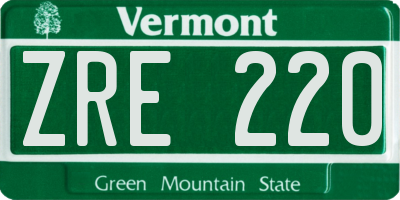 VT license plate ZRE220