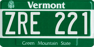 VT license plate ZRE221