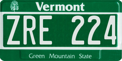VT license plate ZRE224